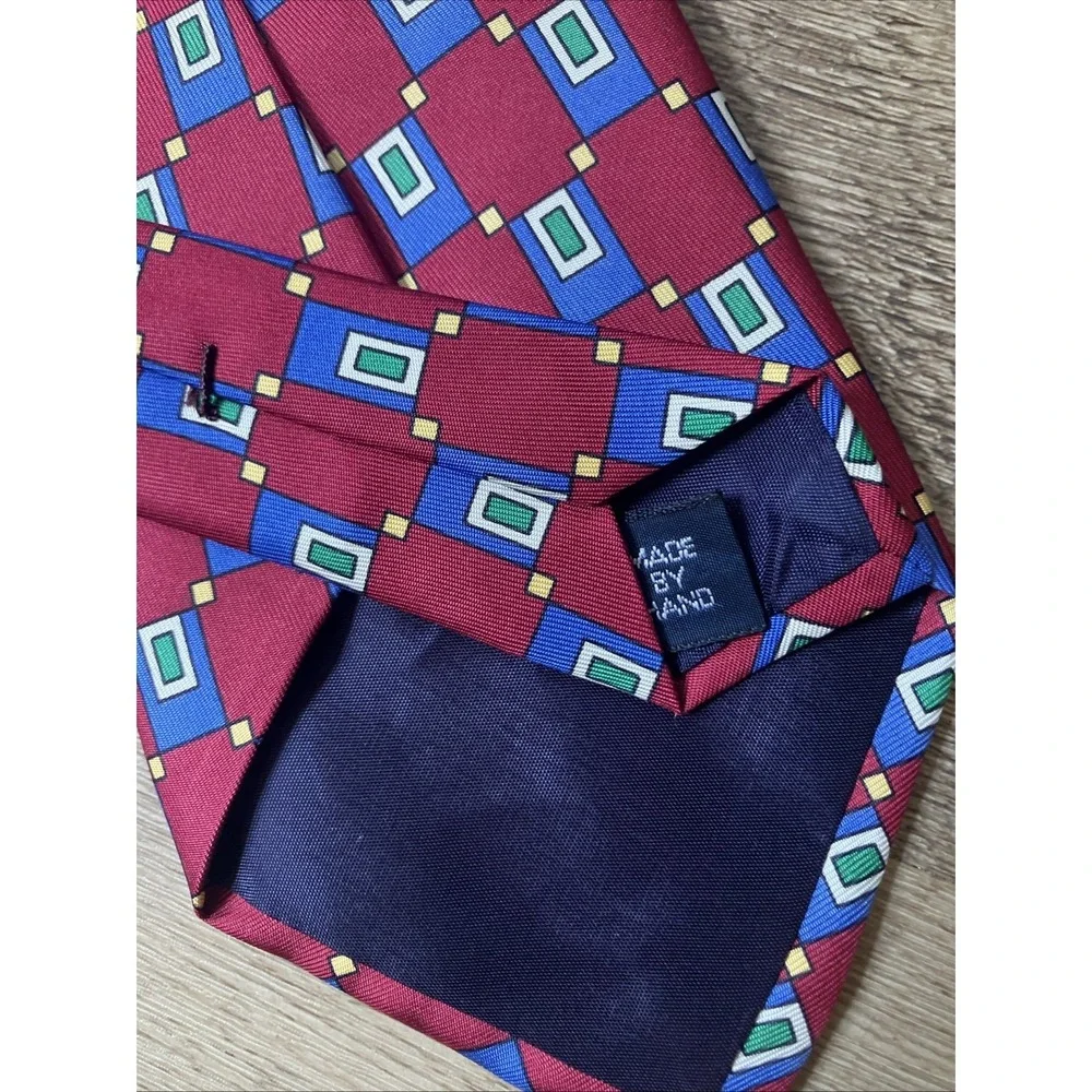 Vintage Polo Ralph Lauren Tie Silk Hand Made In USA Red 4